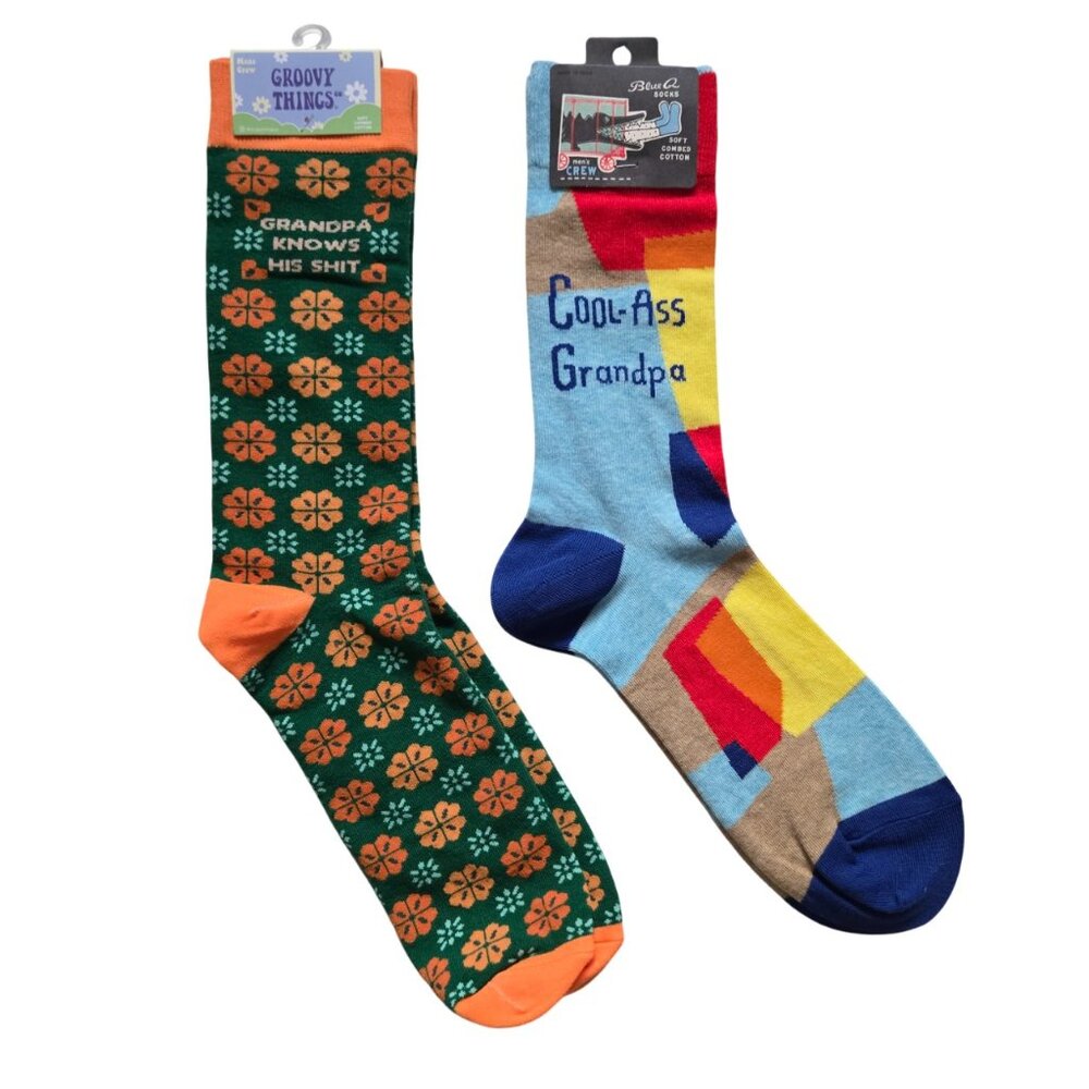 Men Two Pairs Funny Grandpa Socks BRAND NEW WITH TAGS Fit Men Shoe 7-12